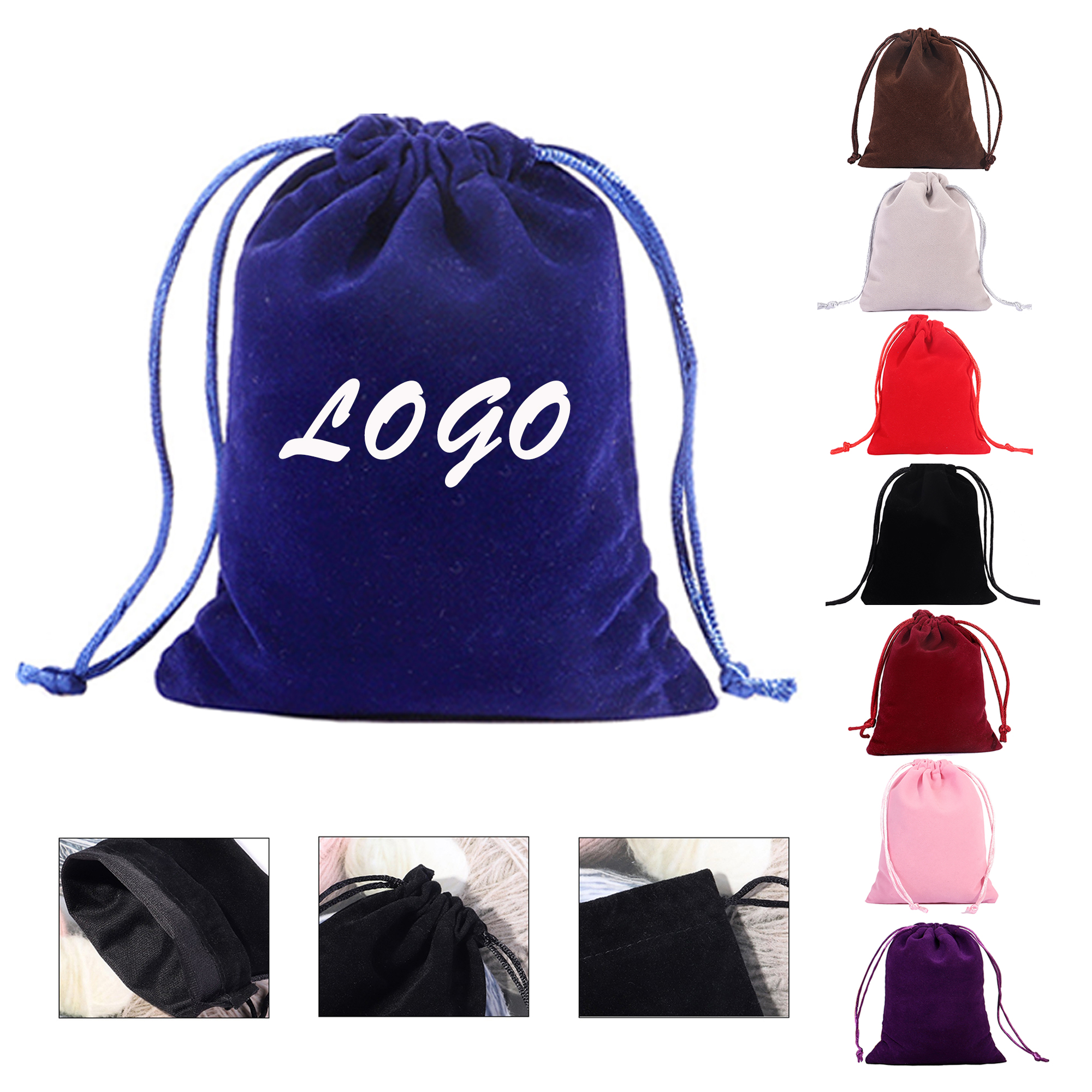 Flocking Drawstring Storage Bag Jewelry Pouch 4