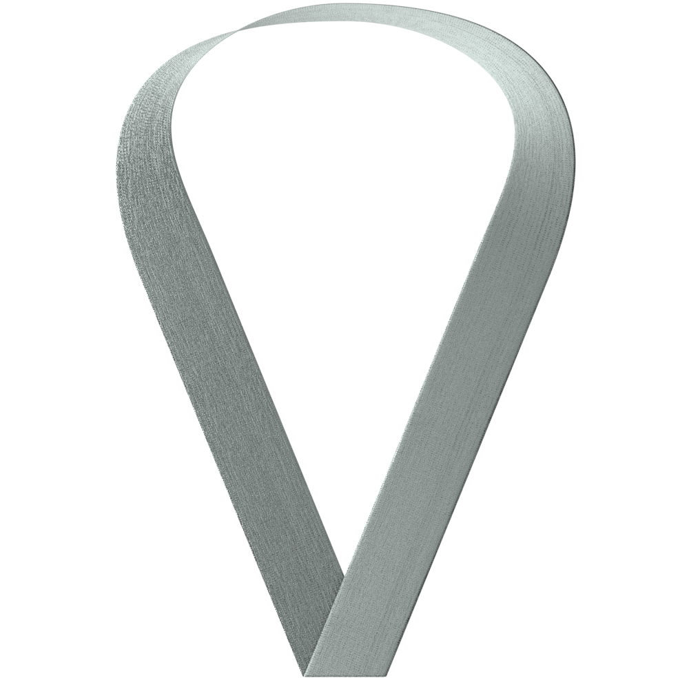 1-1/2" x 34" Metallic Silver Neckband Sewn Through 2