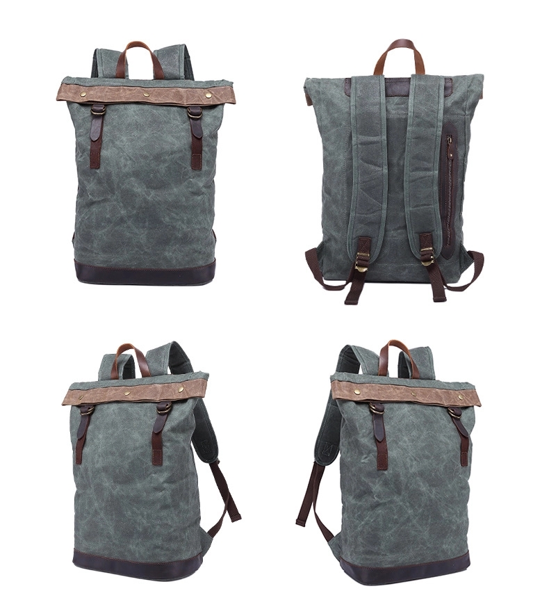 Roll Top Leather Backpack 6