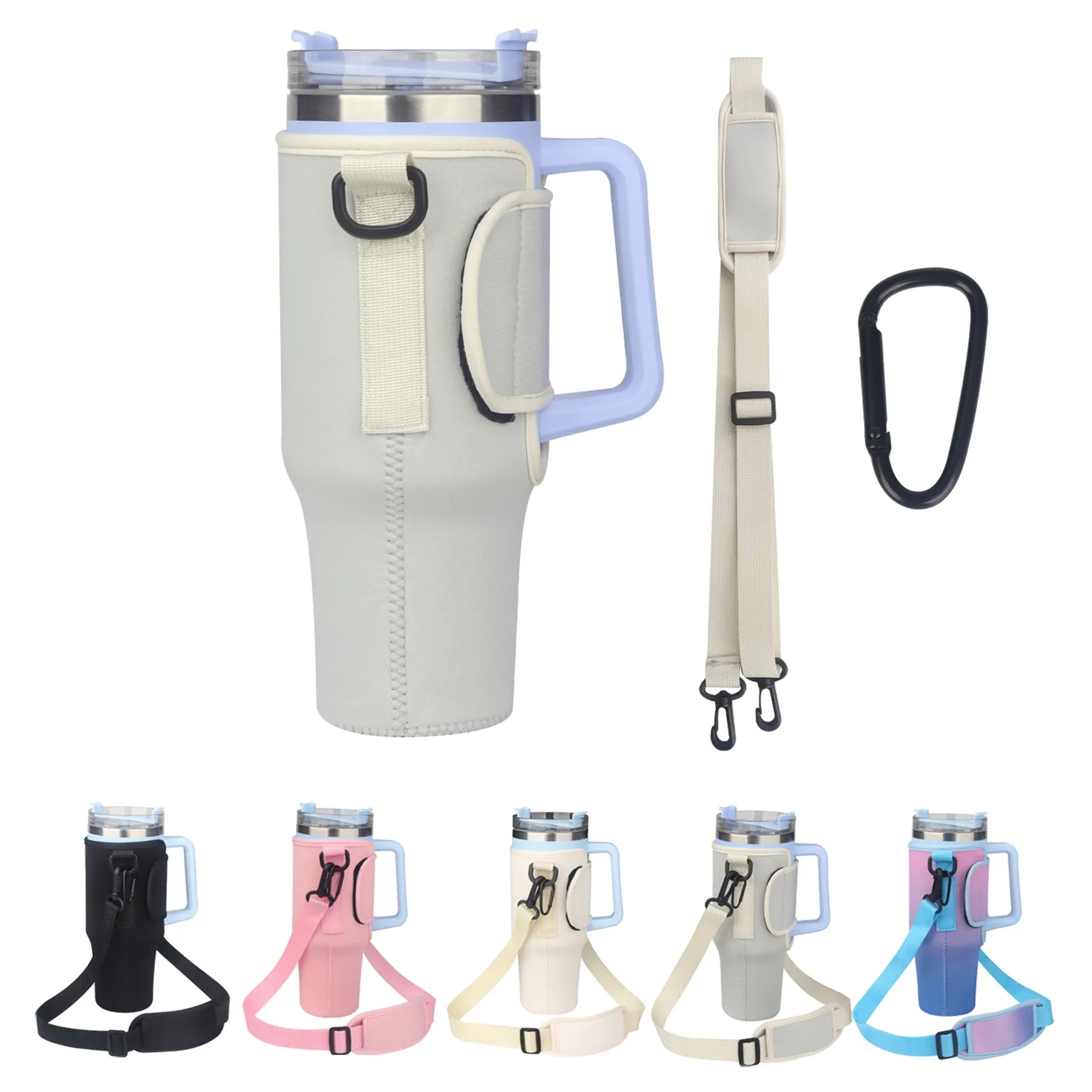 40 Oz. Adjustable Shoulder Strap Tumbler Sleeve Carrier Bag 4