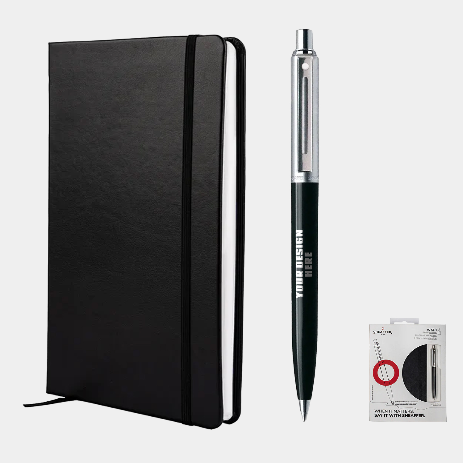SHEAFFER® Executive Gift Set Sentinel Black 321 Ballpoint Pen with Medium Hard Notebook 7