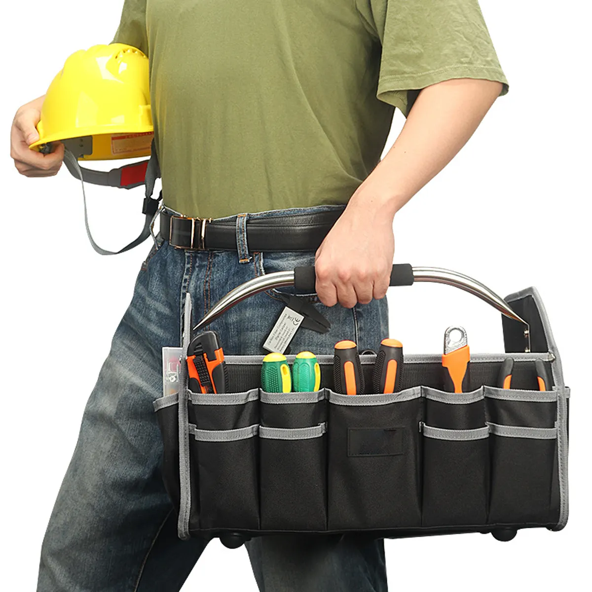 Open Top Tool Tote Bag Organizer with Handle Carrier, custom tote bag with logo imprint 7