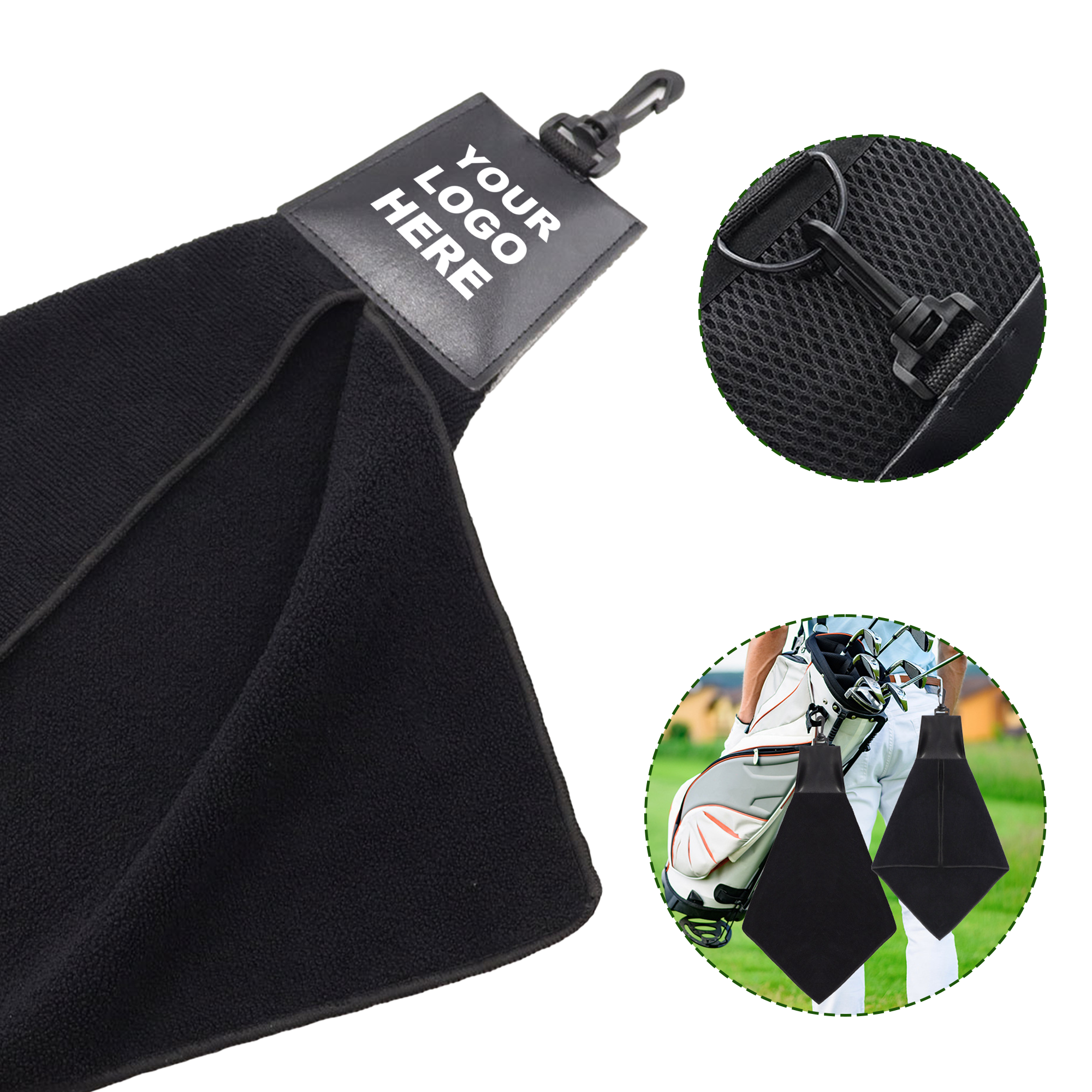 Microfiber Golf Towel with Leatherette Header 2