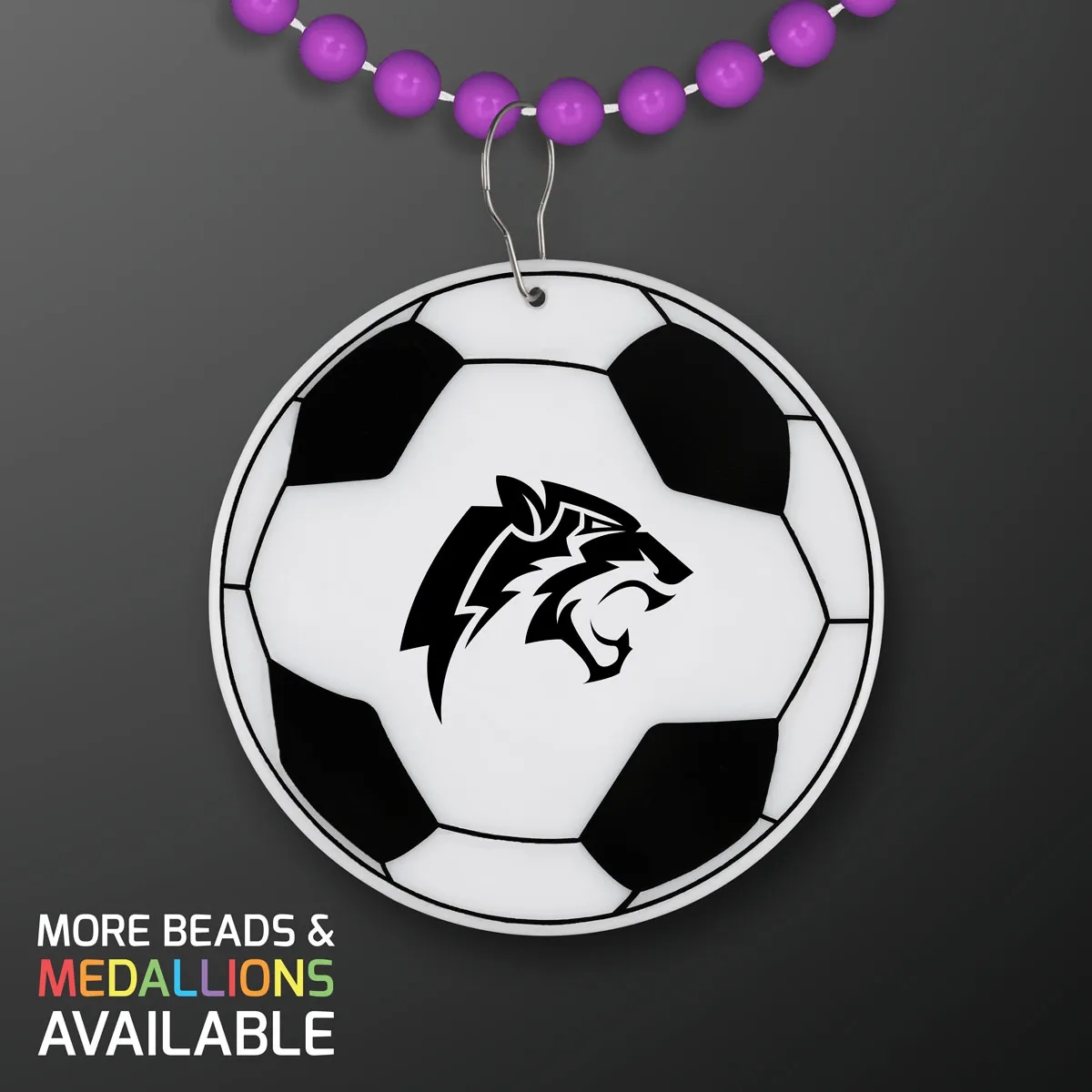 Soccer Ball Medallion with Beaded Necklace (Non Light Up) 27