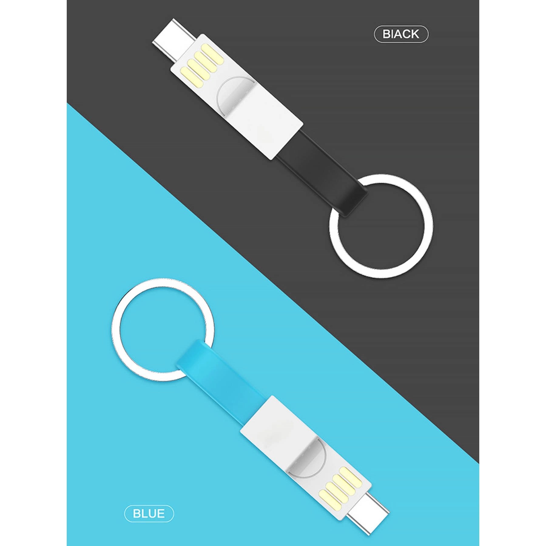 Lightning Cable Keychain 3in1 Short Fast Charging Cord 4