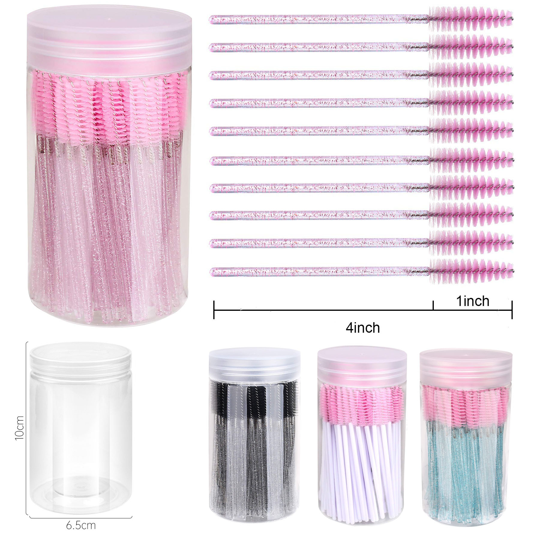 100pcs Disposable Mascara Eyelash Brushes with Container