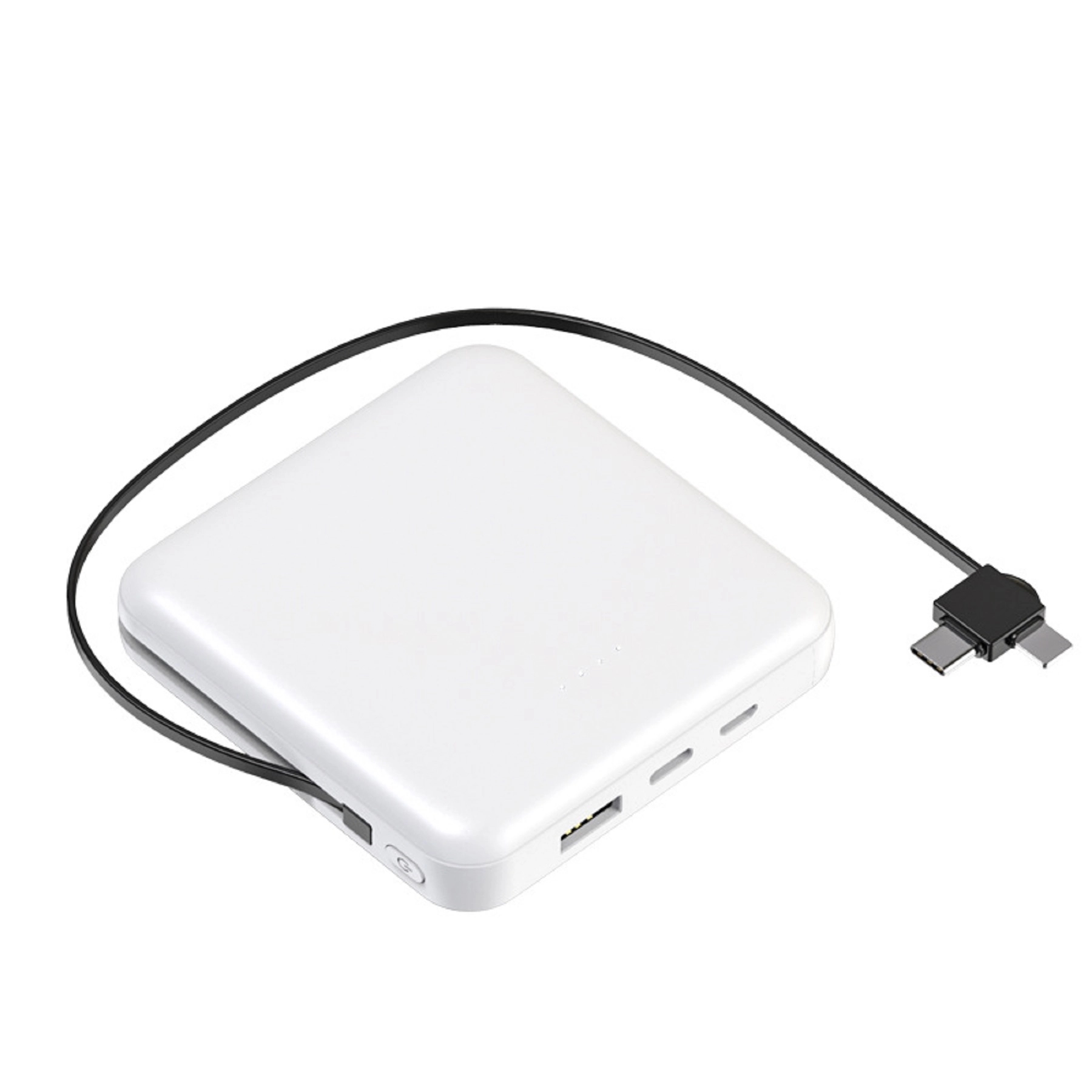 Square 10000 mAh Power Bank with Built in Cable 5
