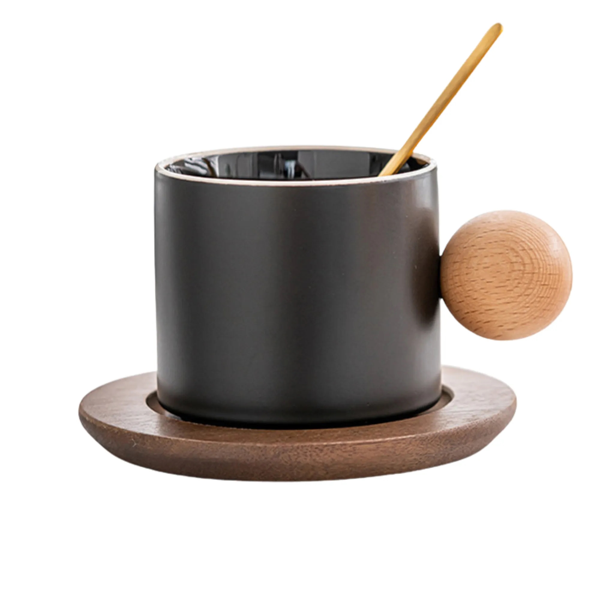 Ceramic Coffee Mug with Wooden Handle & Gift Box (10oz) 2