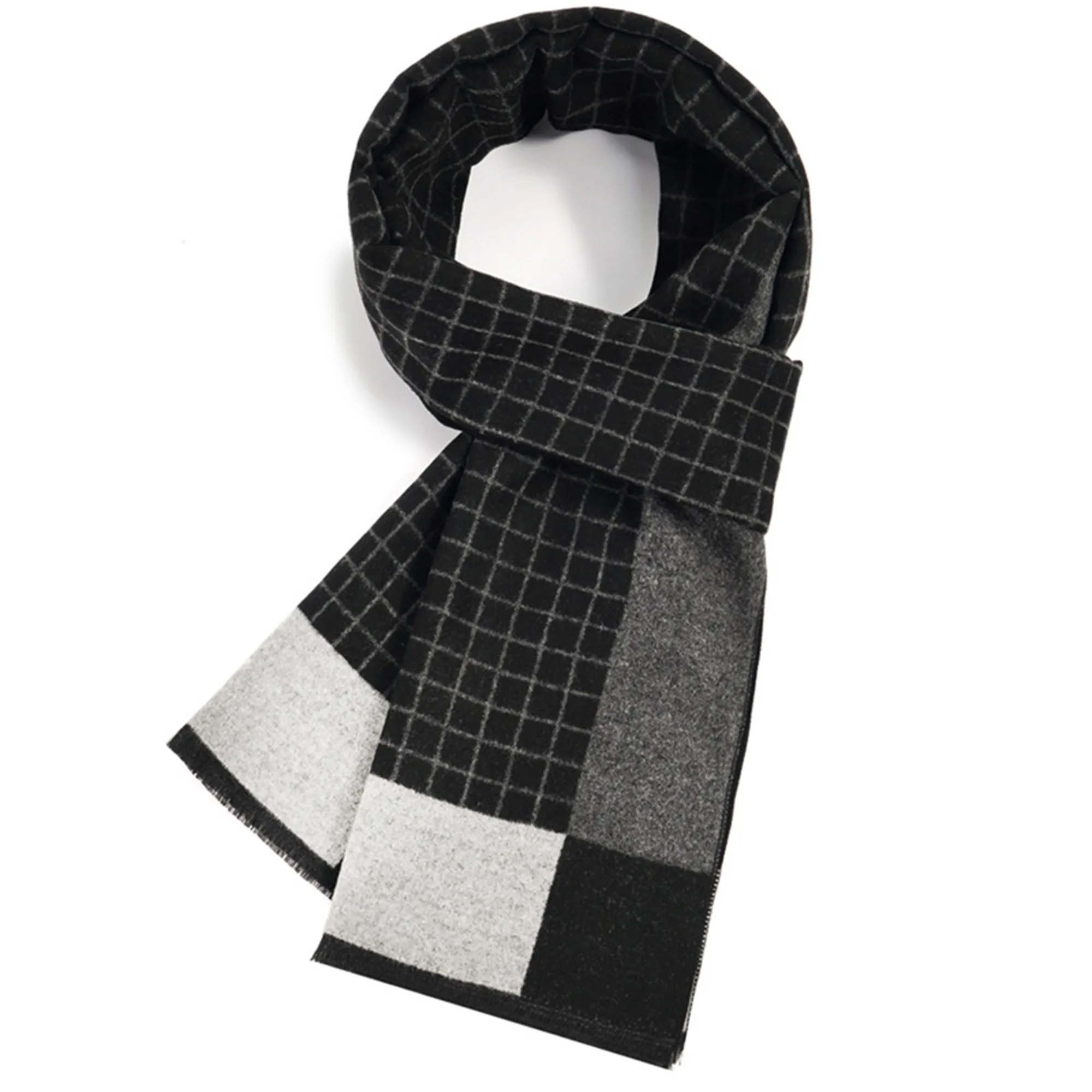 MOQ50 Winter Plaid Faux Cashmere Scarf Shawl 14