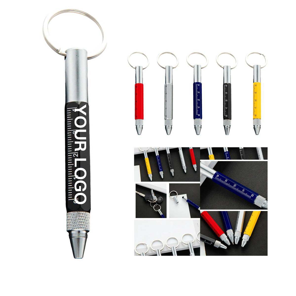 Multifunction Keychain Pen with Tape and Tools 2