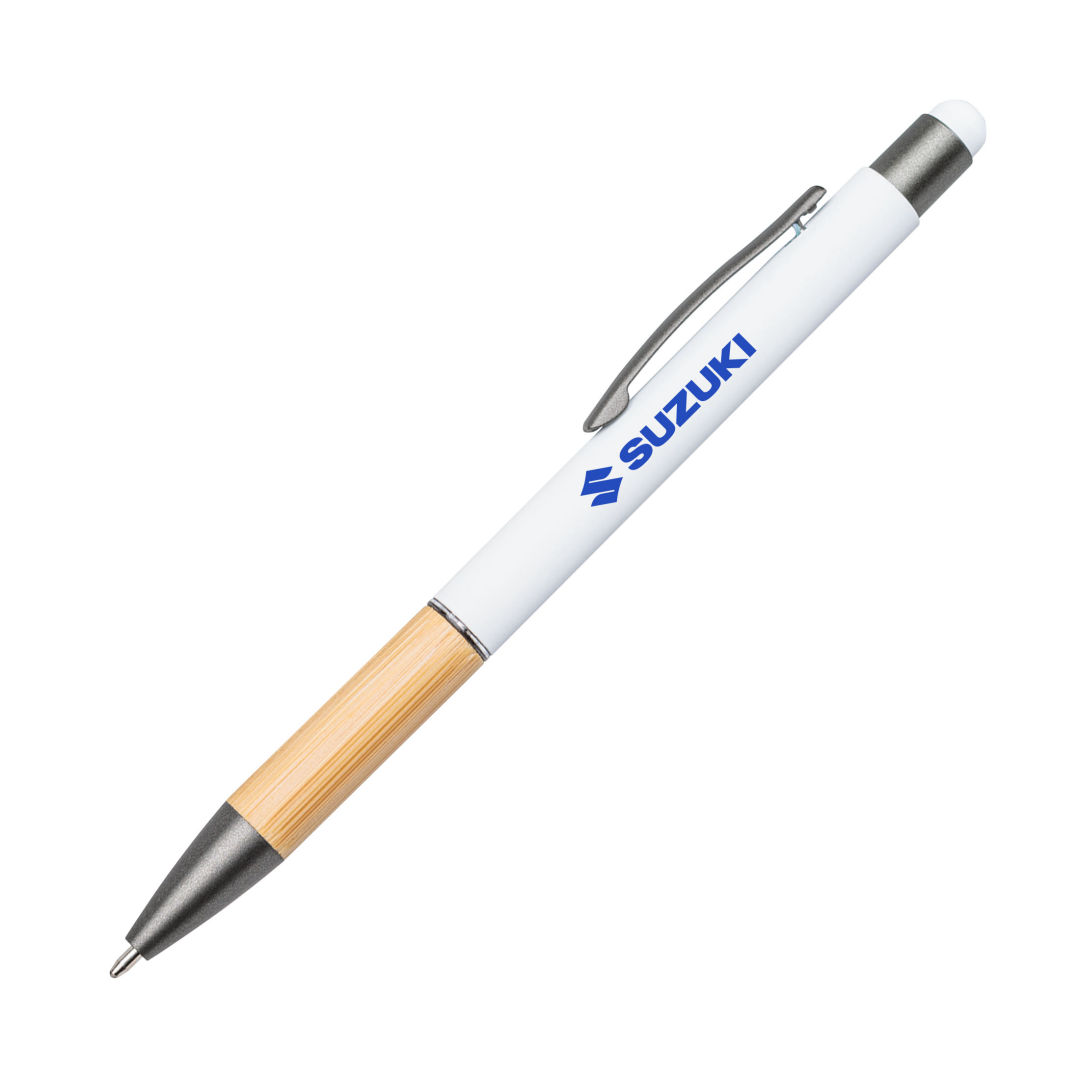 Assias Aluminum Pen w/Bamboo Grip & Blue Refill 9
