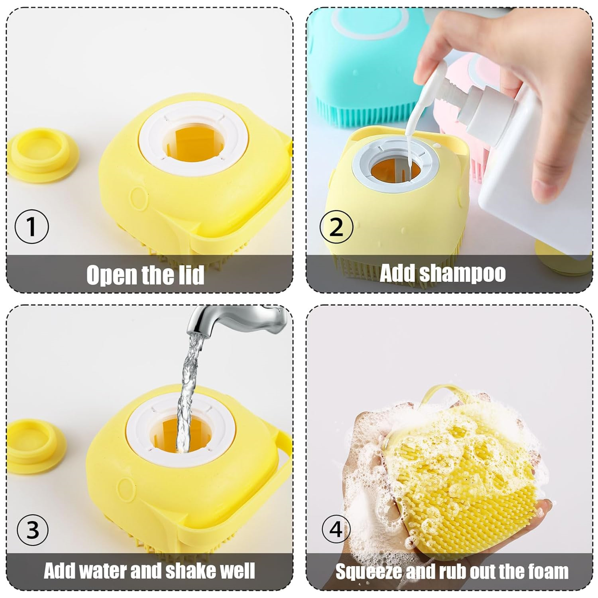 Pet Silicone Bath Brush Comb With Soap Dispenser 3