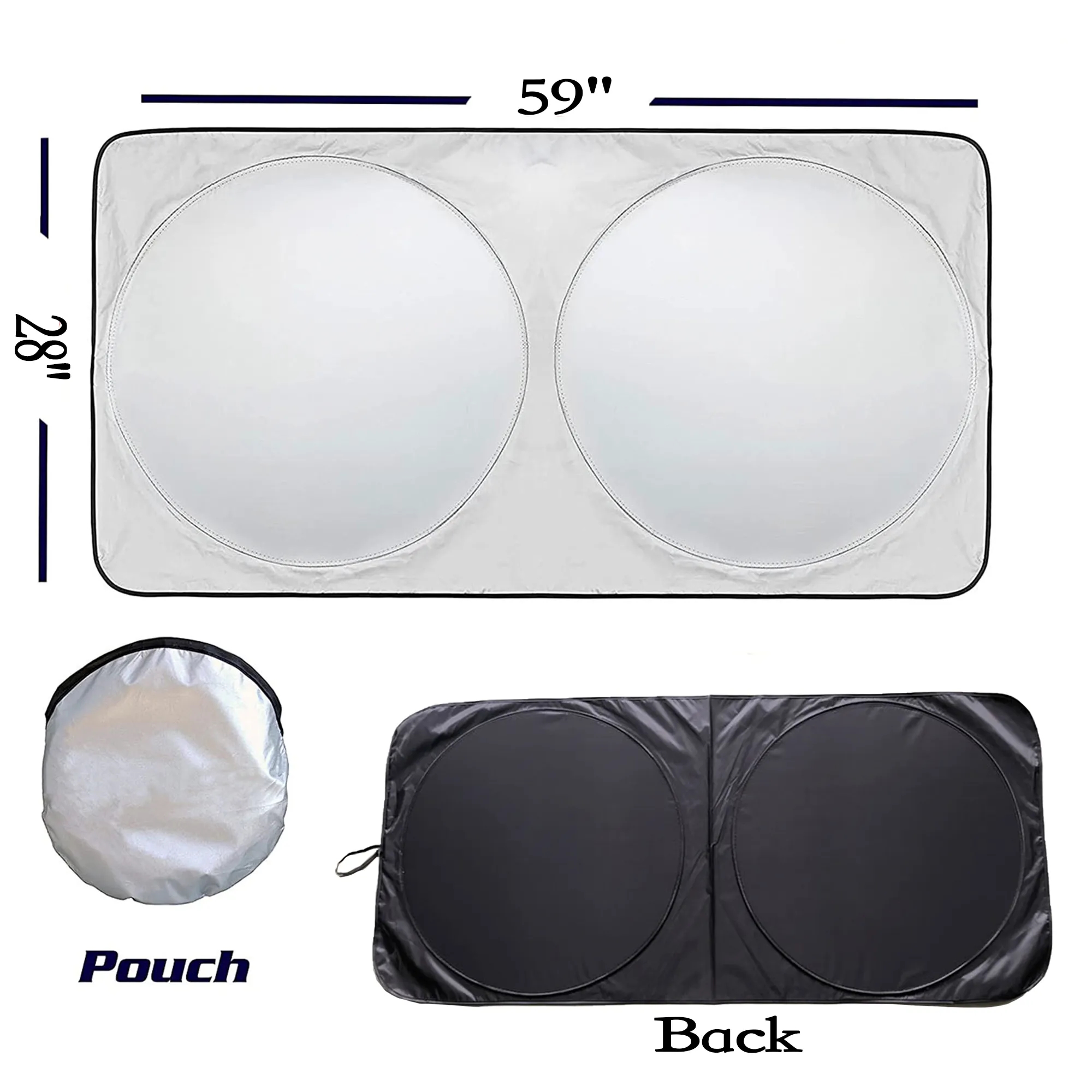 240T Polyester Car Windshield Sun Shade w/Storage Pouch 3