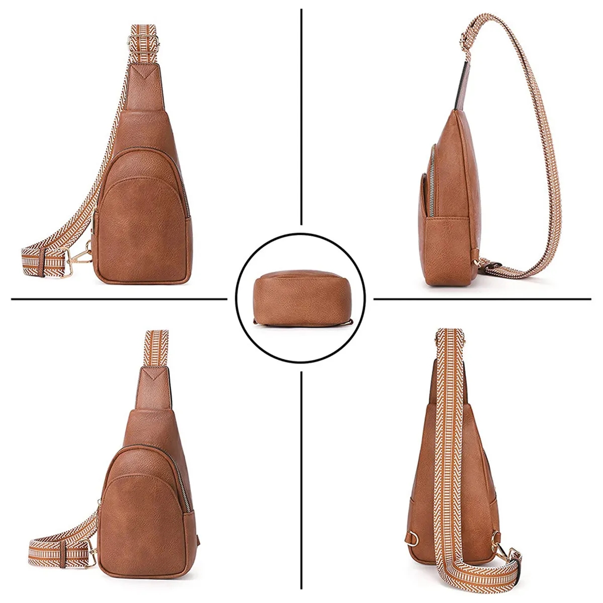 Small Leather Crossbody Fanny Packs Chest Sling Bag 3