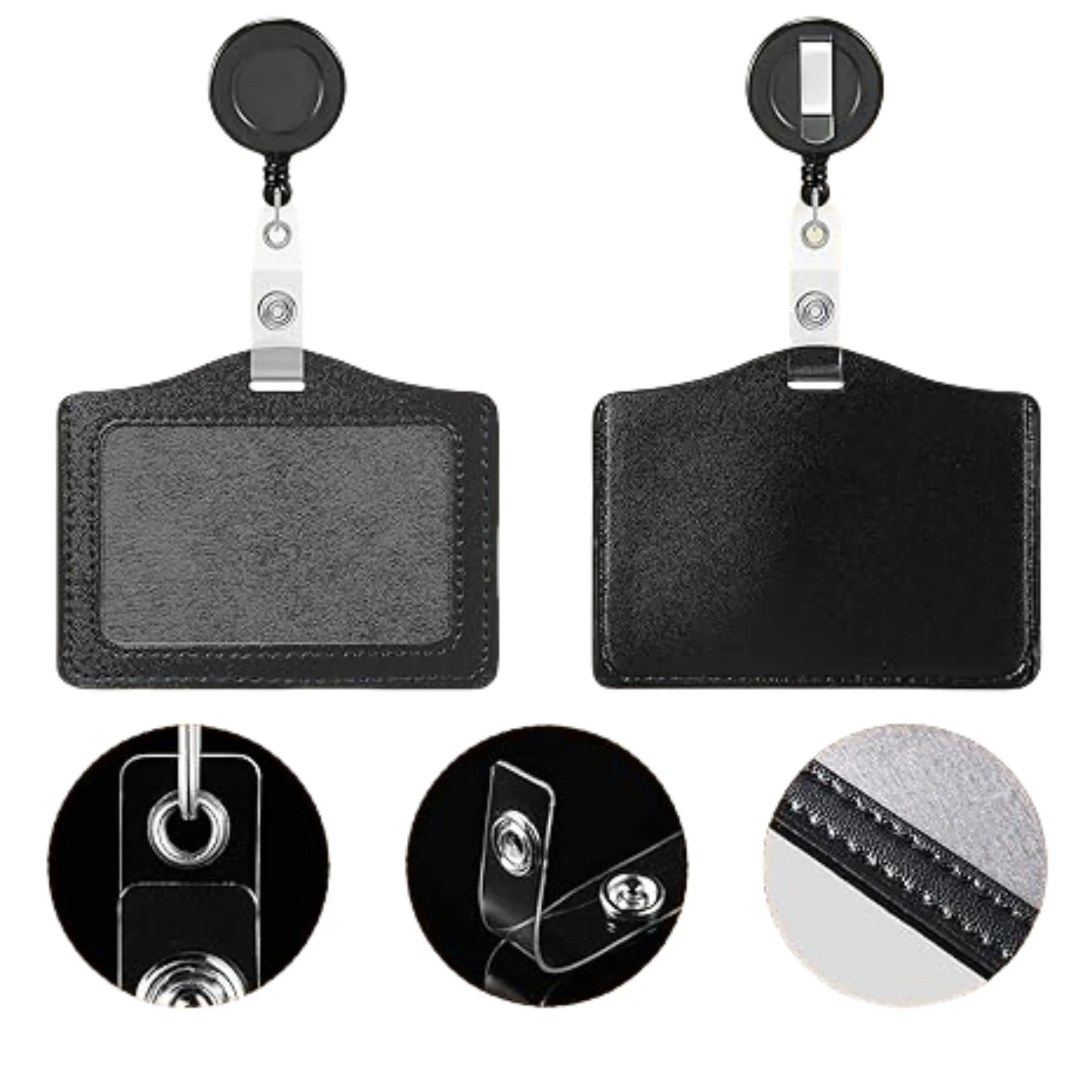 Business ID Card Badge Holder with Retractable Clip 2