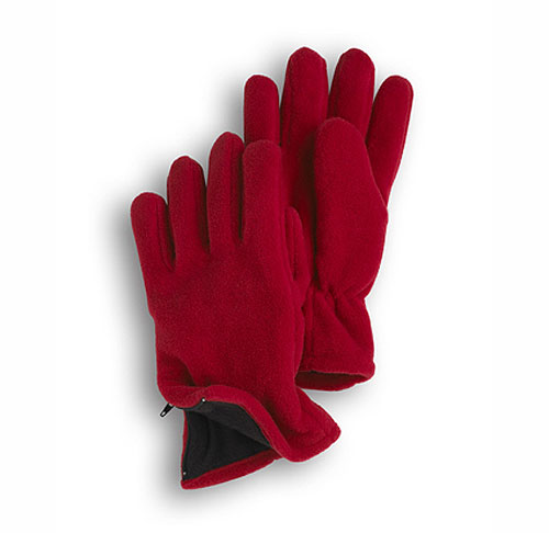 Red Fleece Zipper Gloves 2
