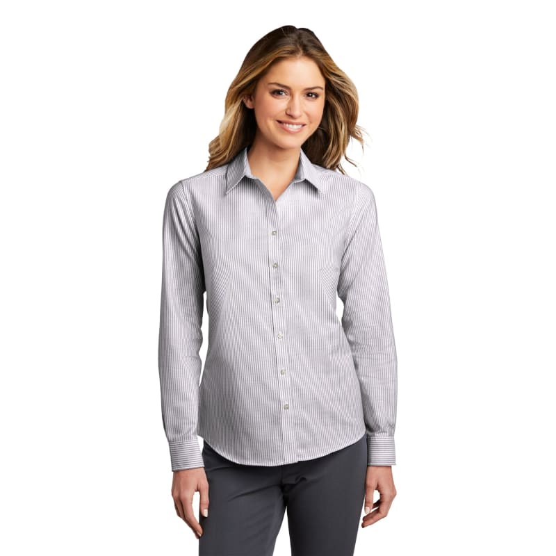 Port Authority Ladies SuperPro Oxford Stripe Shirt. 9
