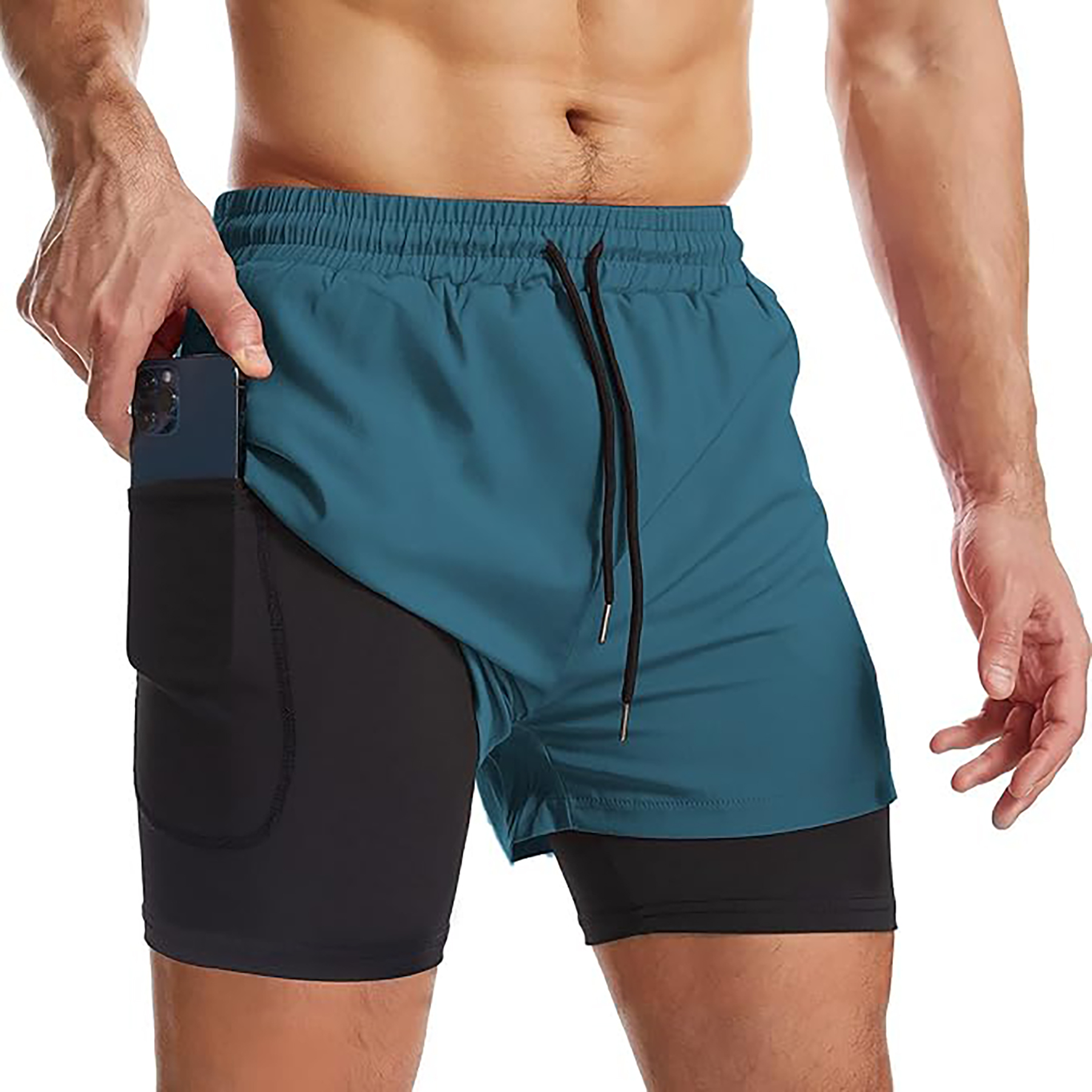 Men's 2 I n 1 Quick Drying Sports Shorts with Lining 12