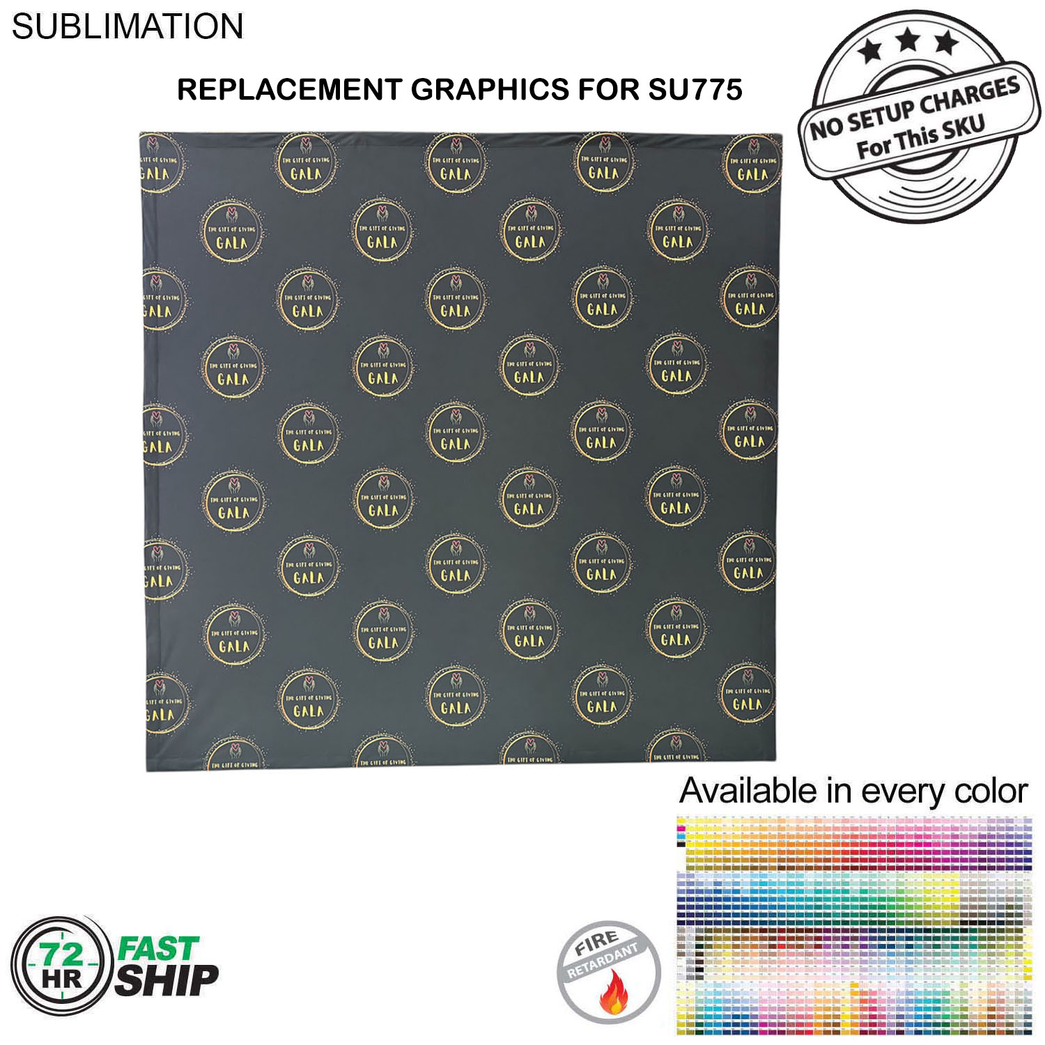 72Hr Fast Ship - Replacement Graphics for 7.5' Straight Wall Tension Fabric with Velcro on the back. 3