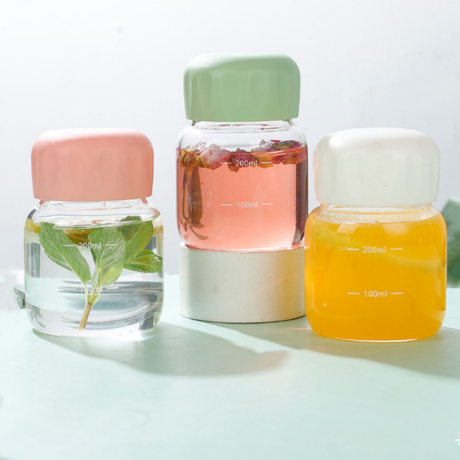 Small Clear Glass Water Bottle 2