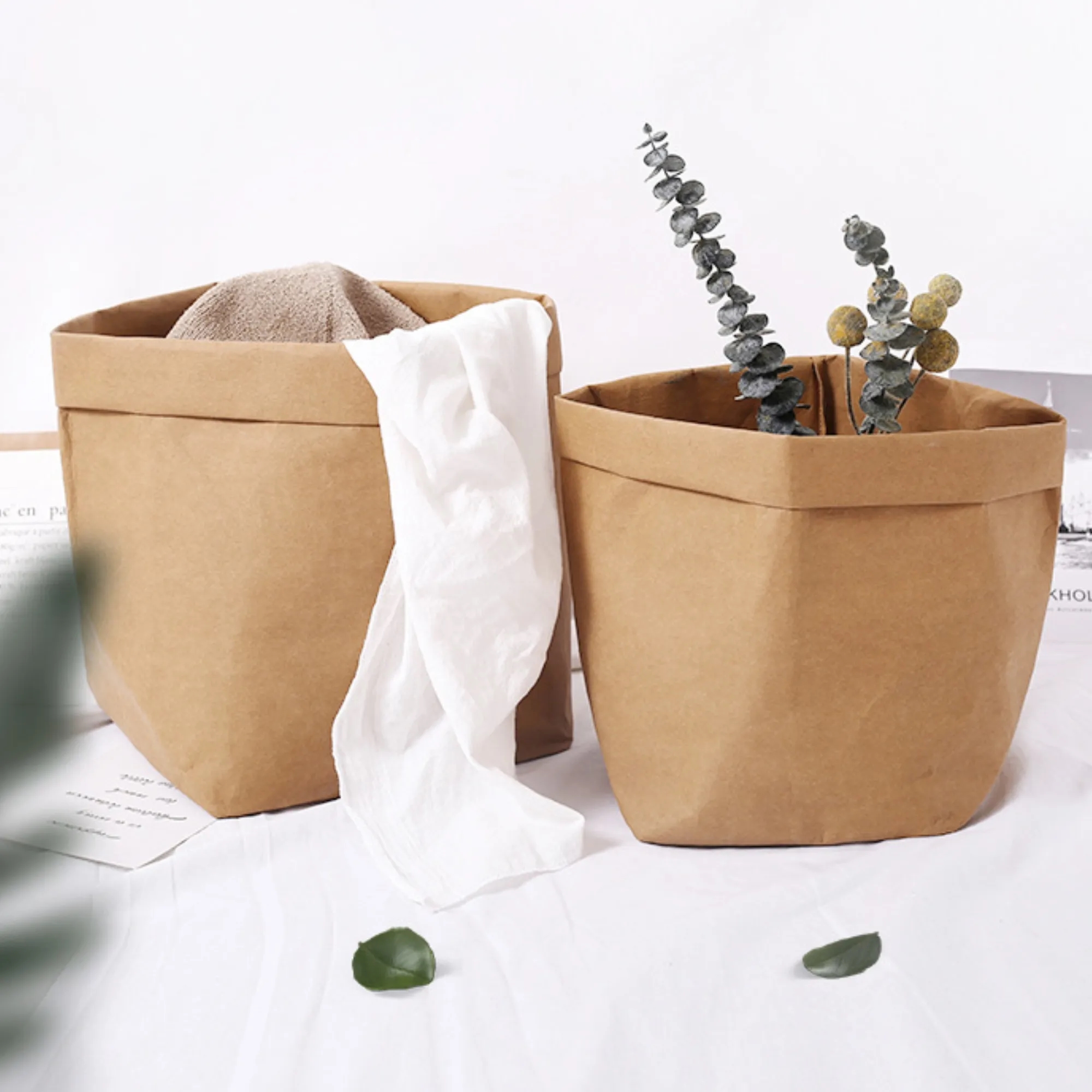 Washable Kraft Paper Storage Bags For Fruit Flowers 4
