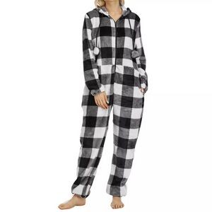 Women's Flannel Plaid Hooded Onesie 3