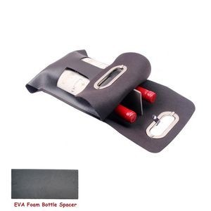 Buckled Dual Bottles PU Leather Wine Bag With Window And Metal Handles 3