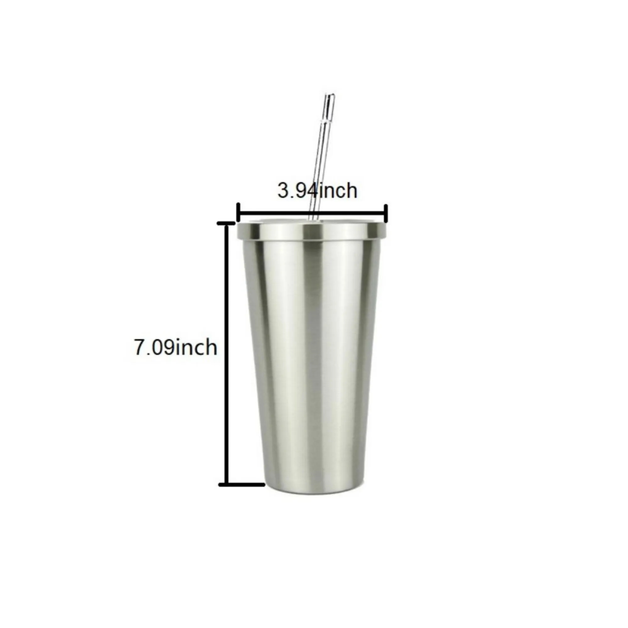 17oz Double Wall Stainless Steel Cup with Lid and Straw 2