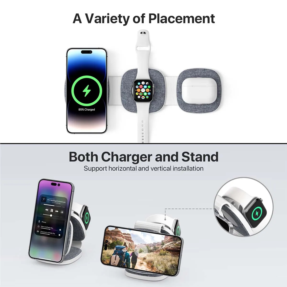 3 In 1 Cloth Multi-functional Magnetic Wireless Chargers 8