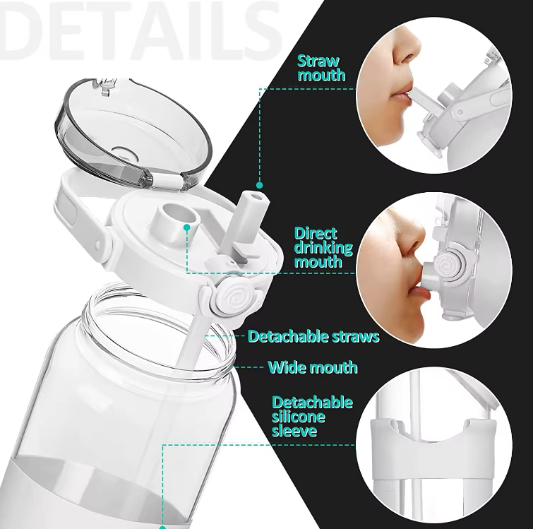 64oz Glass Water Bottle with Straw 4