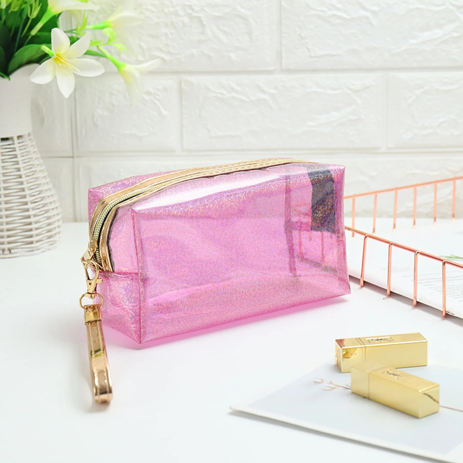 Waterproof Glitter Translucent Cosmetic Bag Woman 12