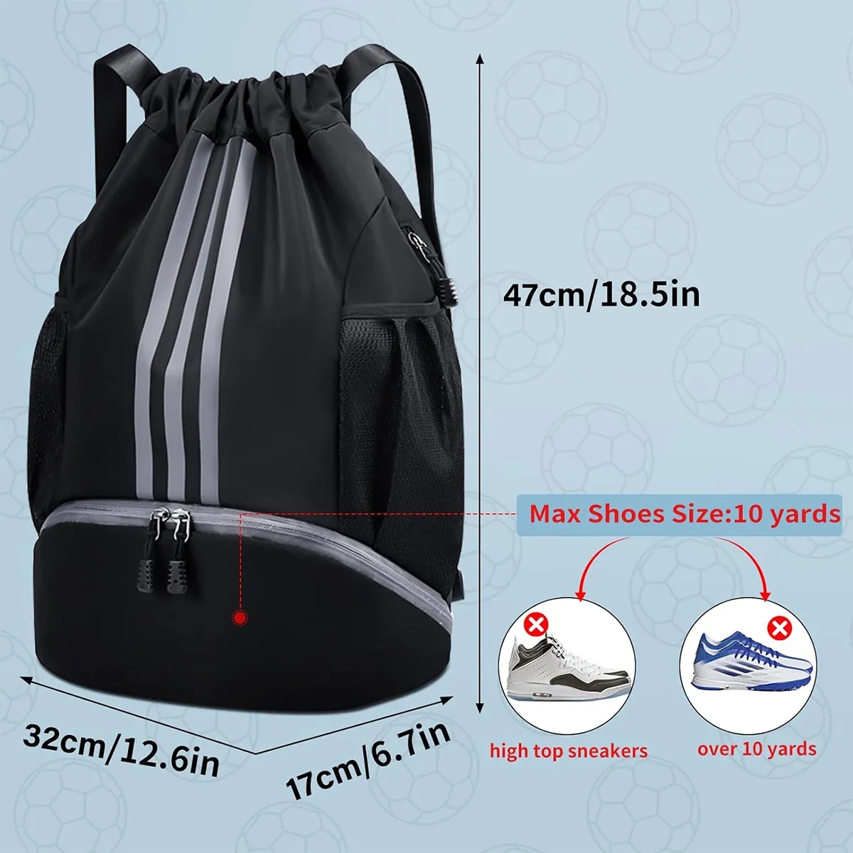 Drawstring Waterproof Basketball Soccer Sports Gym Backpack 6