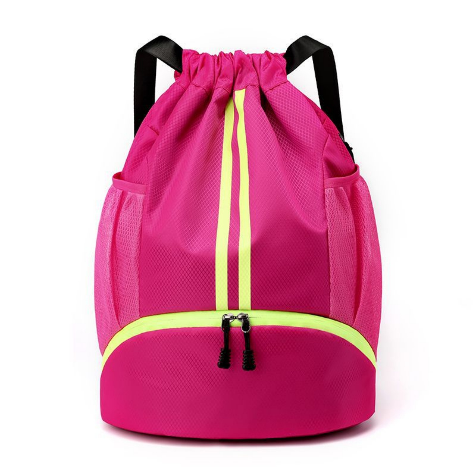 Sports Drawstring Backpack with Side Mesh Pockets and Shoes Compartment 8
