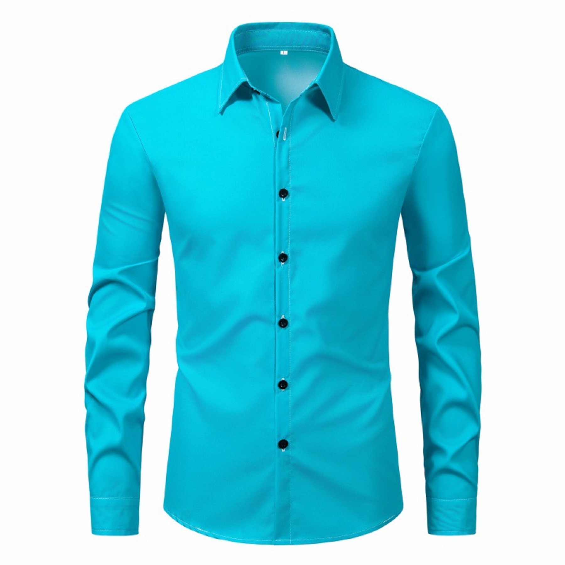 Men's Long Sleeve Button Up Shirts Solid Slim Fit 8