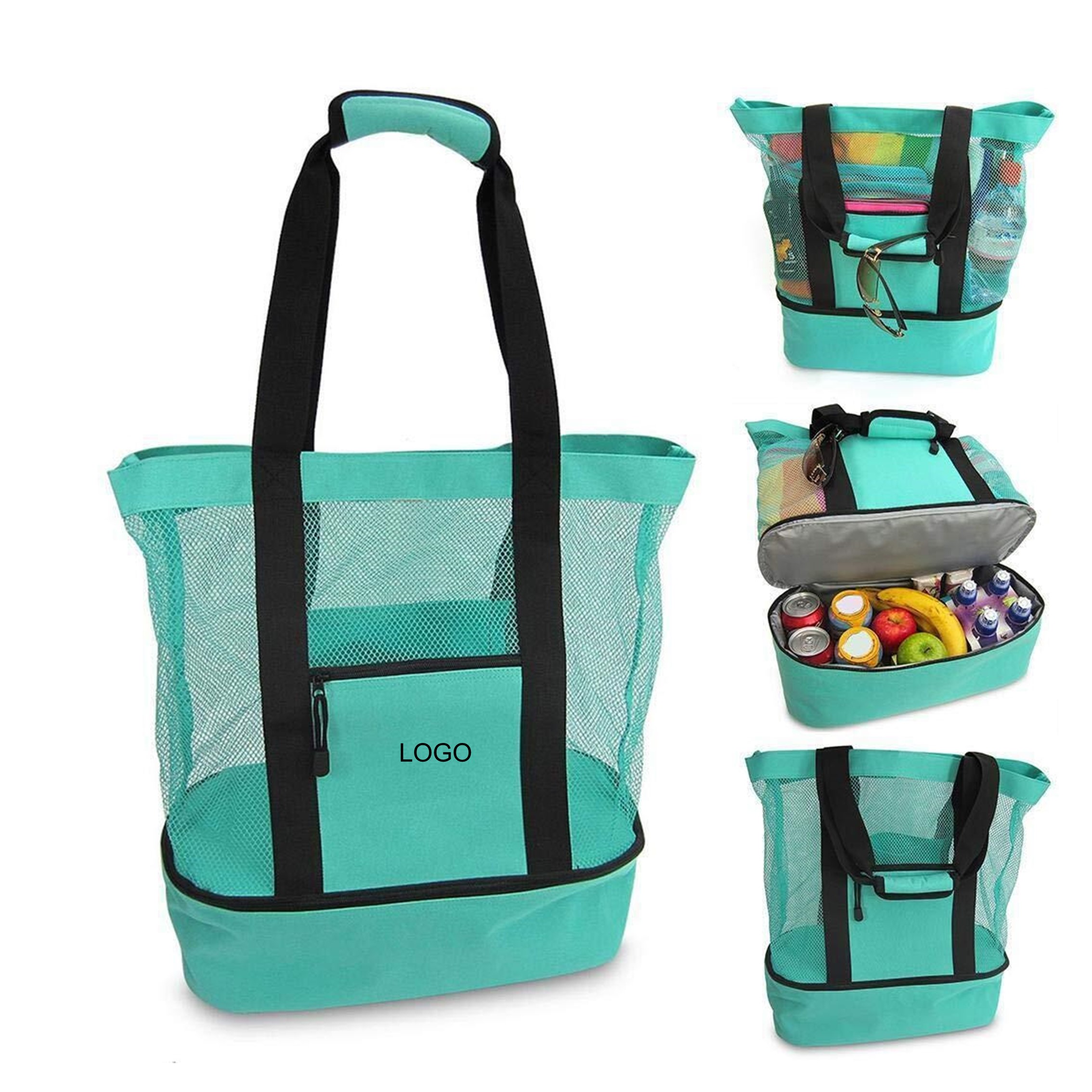 Custom Logo Foldable Waterproof Mesh Beach Bag 1