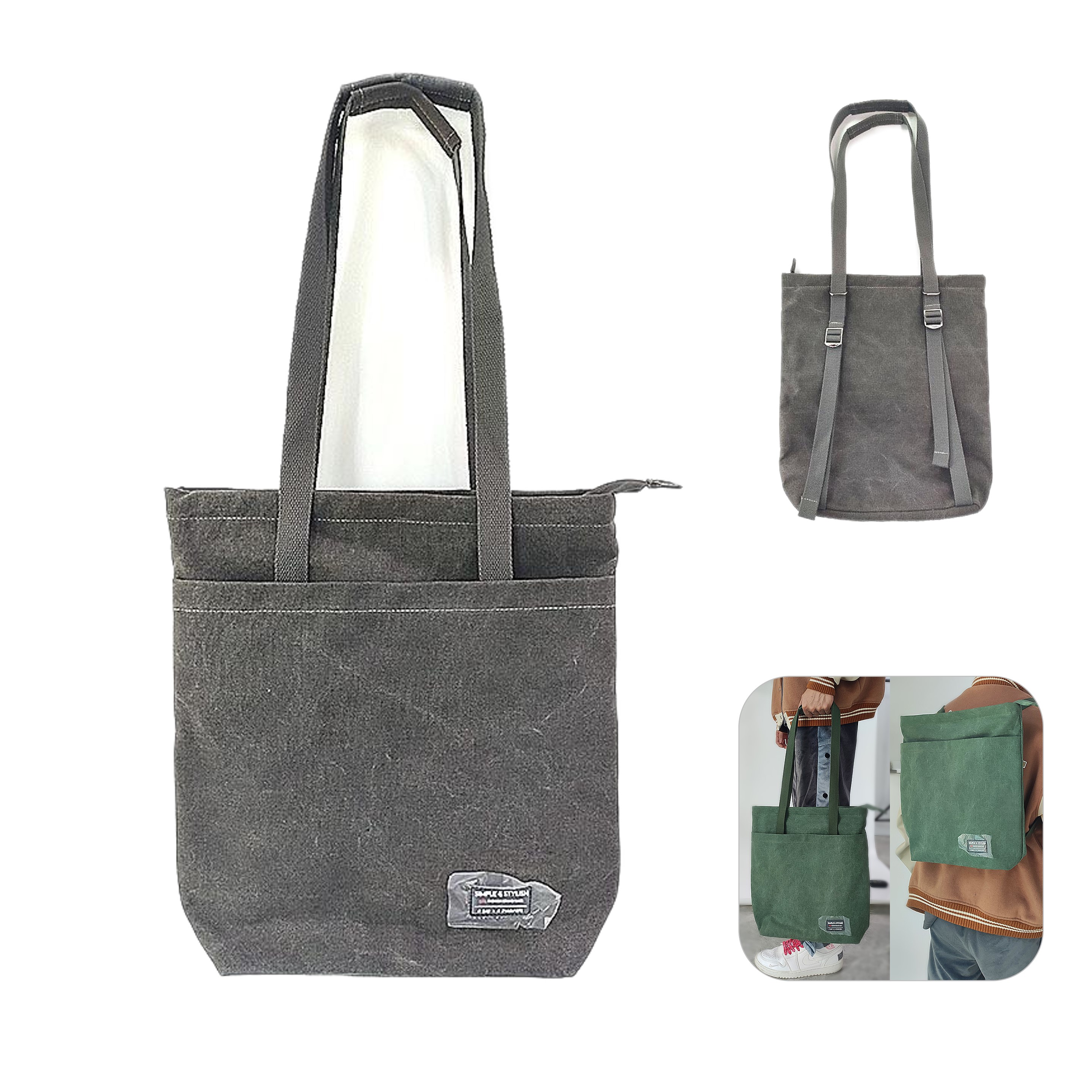 Canvas Tote Backpack for Men (Direct Import) 2