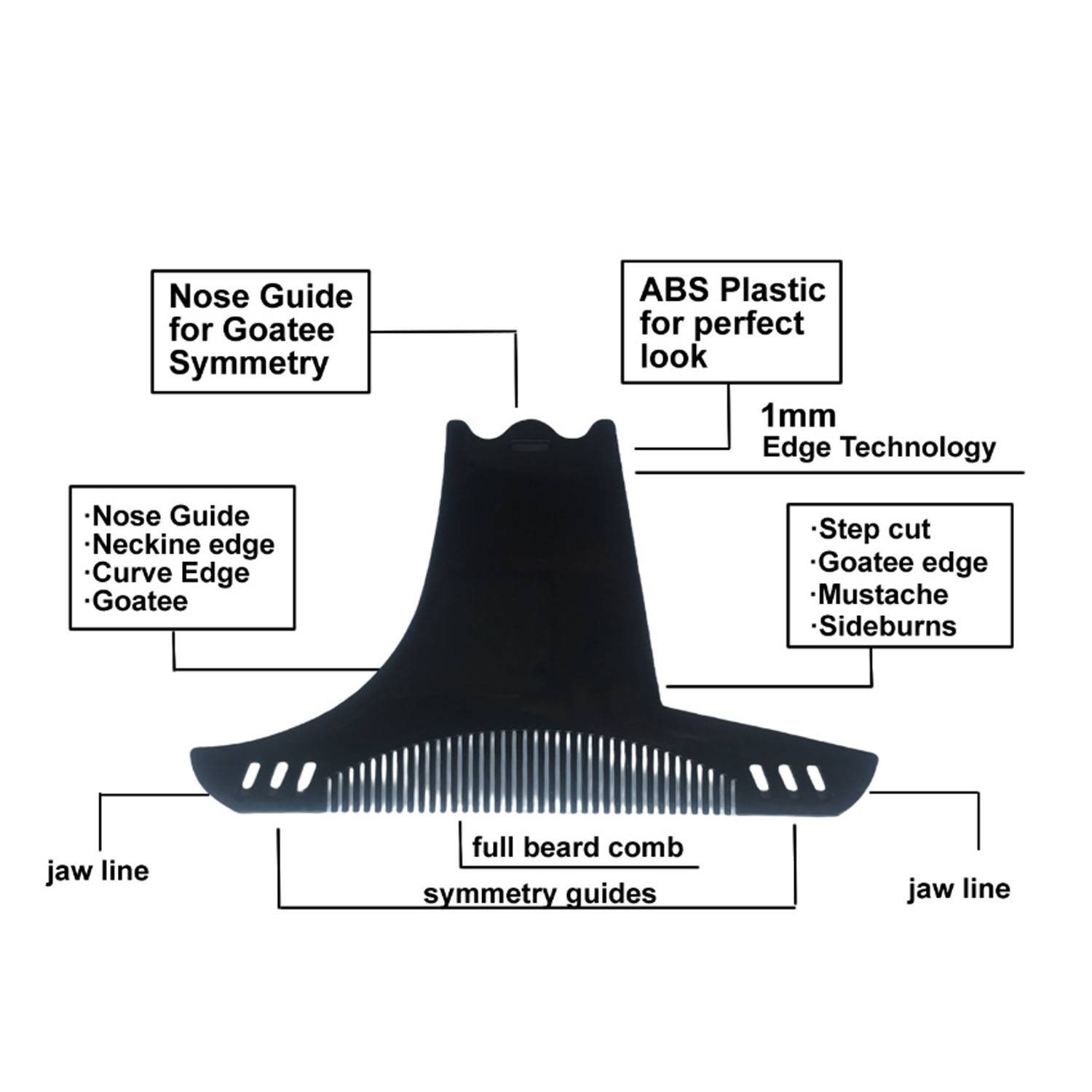 6 in 1 Smooth ABS Comb Beard Shaper for Men 6