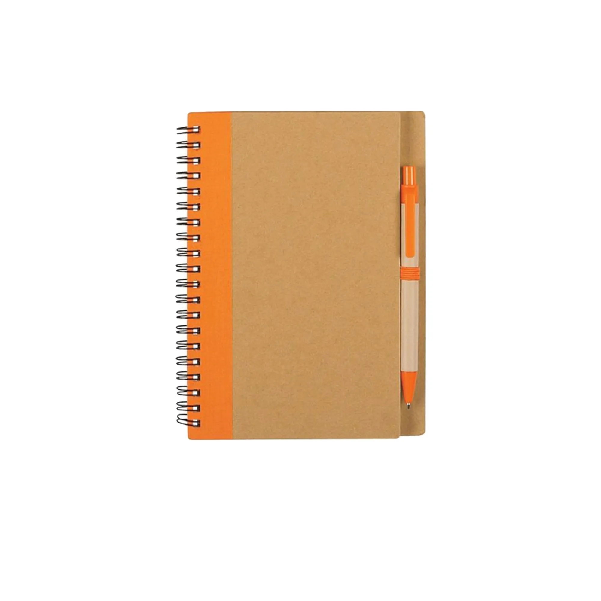 5" x 7" Soft Cover Kraft Spiral Notebook With Pen In Holder 5