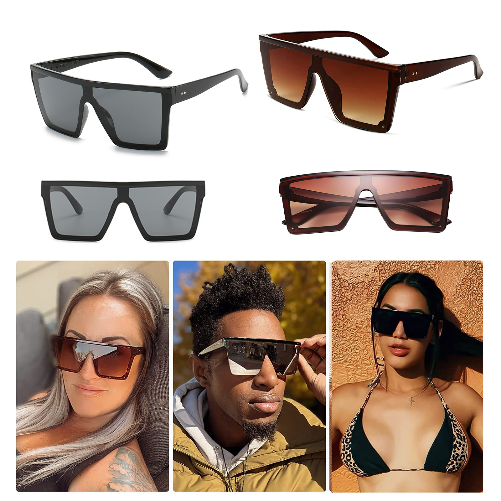 Oversized Flat Top Square Sunglasses 1