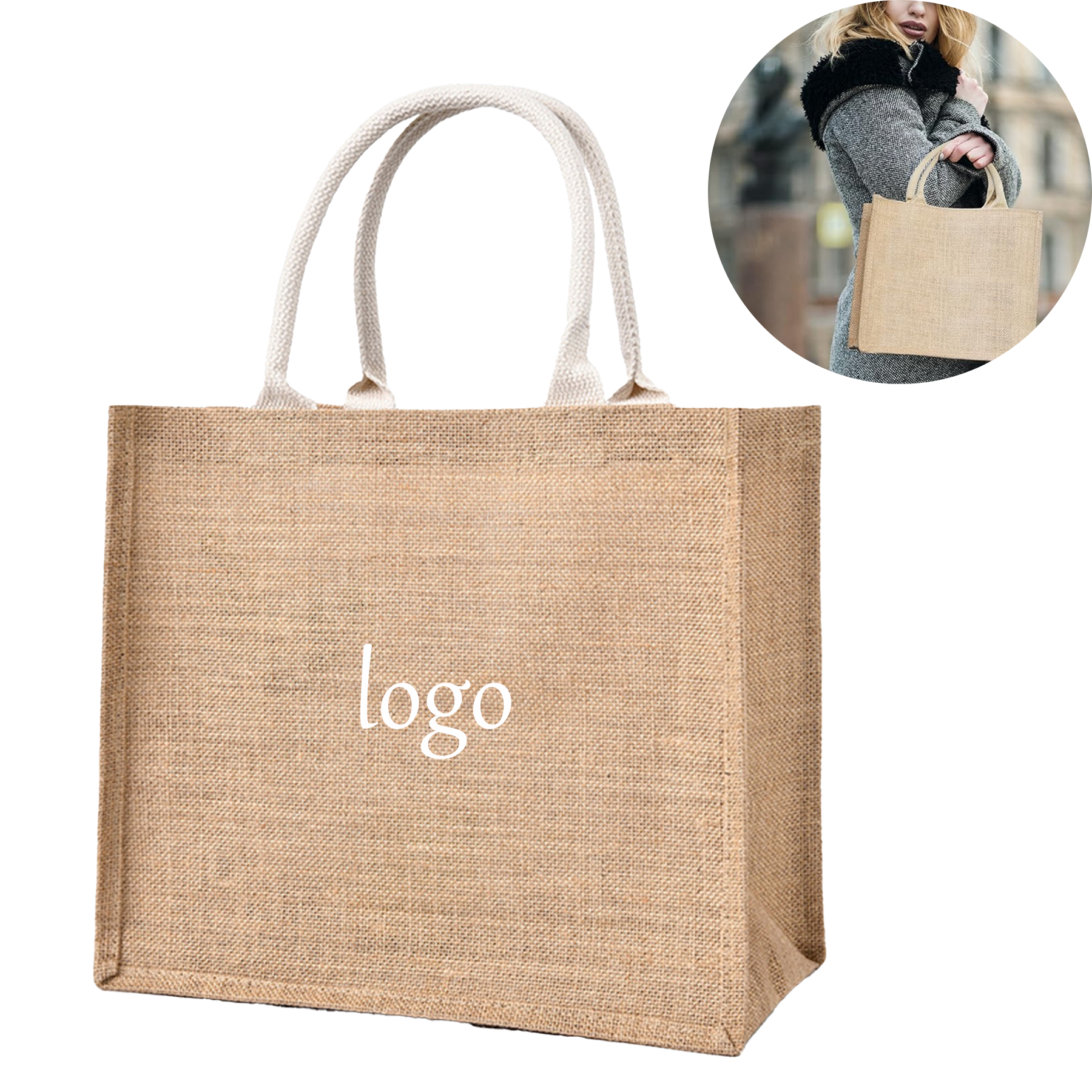 Linen Shopping Tote Bag, custom tote bag with logo imprint 3