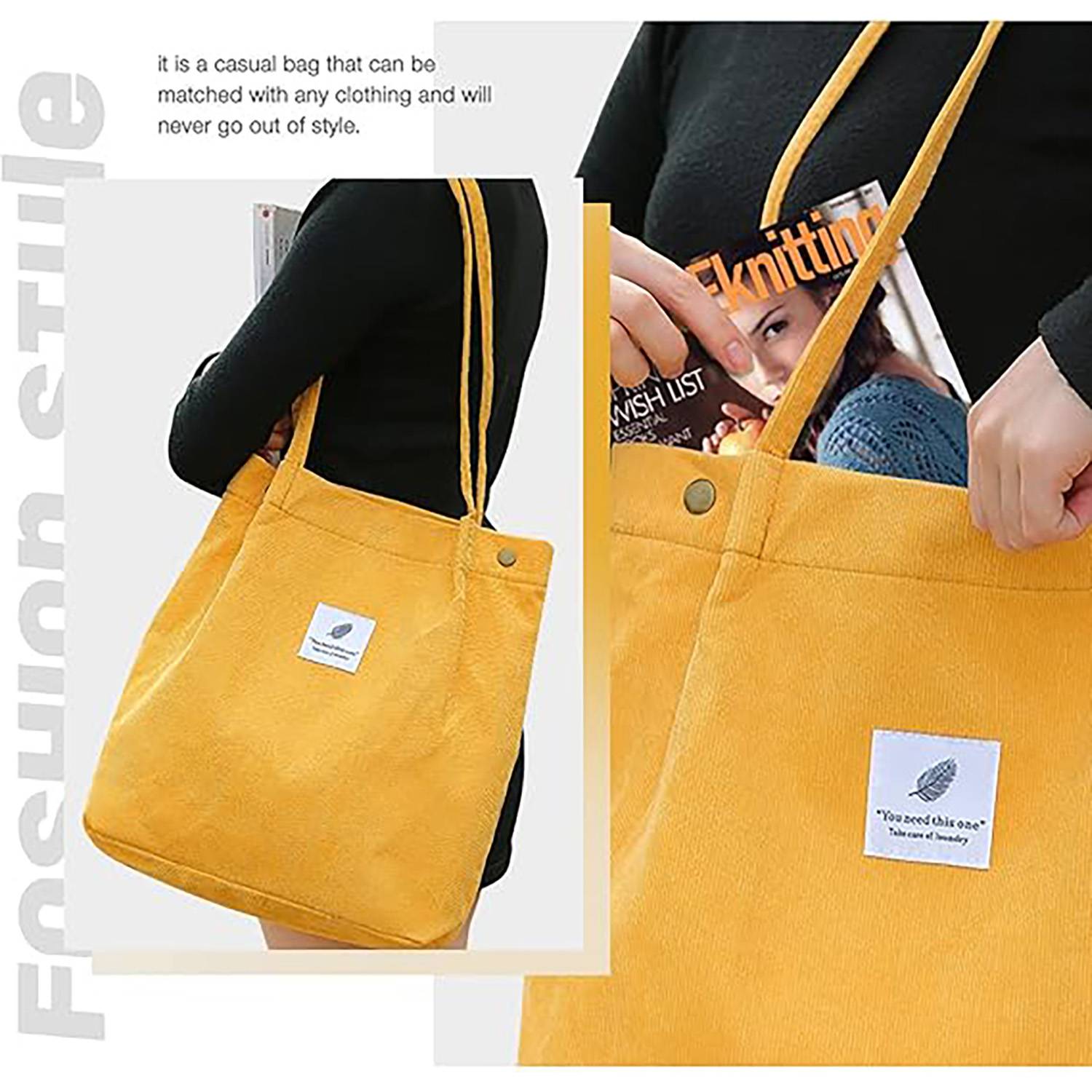 Stylish Corduroy Tote Bag, custom tote bag with logo imprint 5