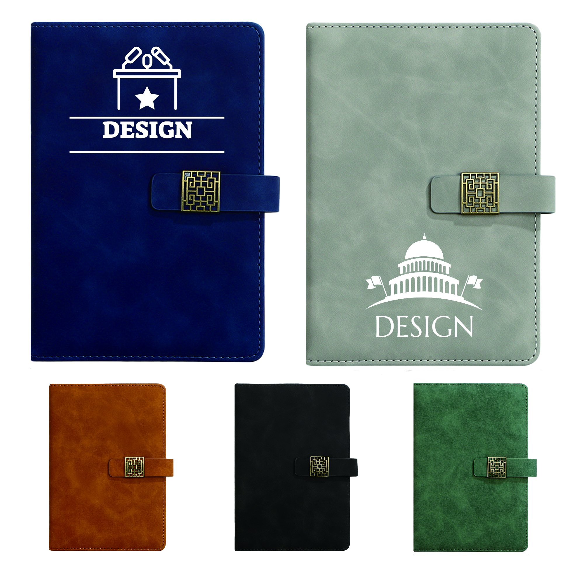 A5 Vintage Leather Metal Button Notebook 2