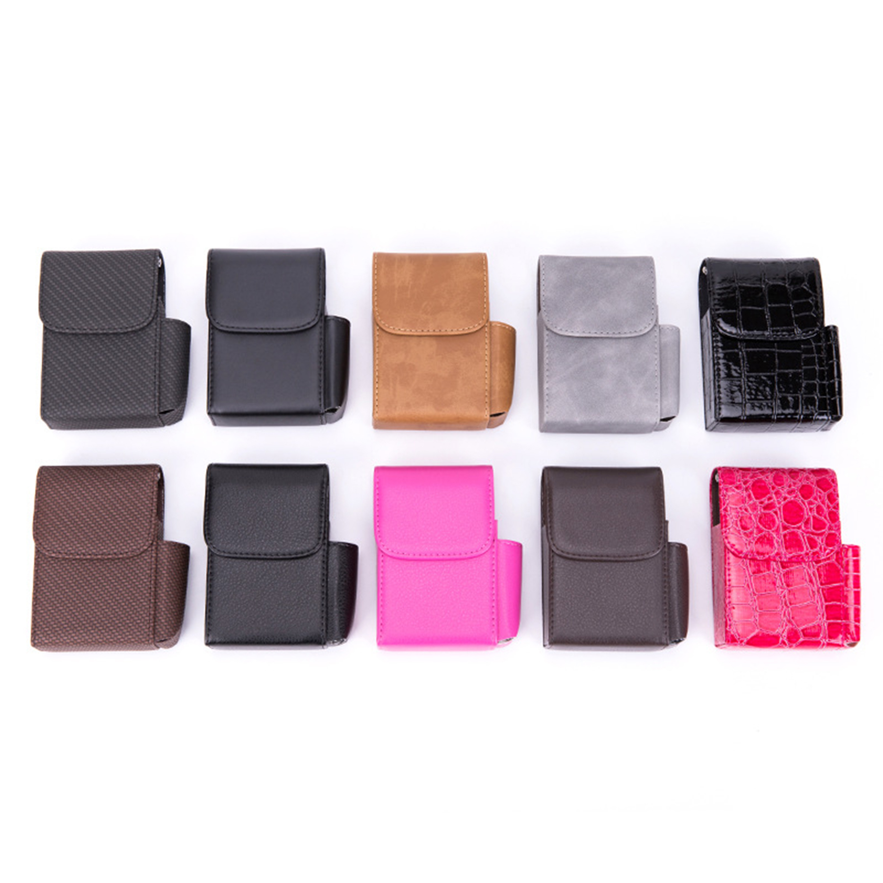 PU Leather Sliding Cigarette Box Case with Lighter Holder 2