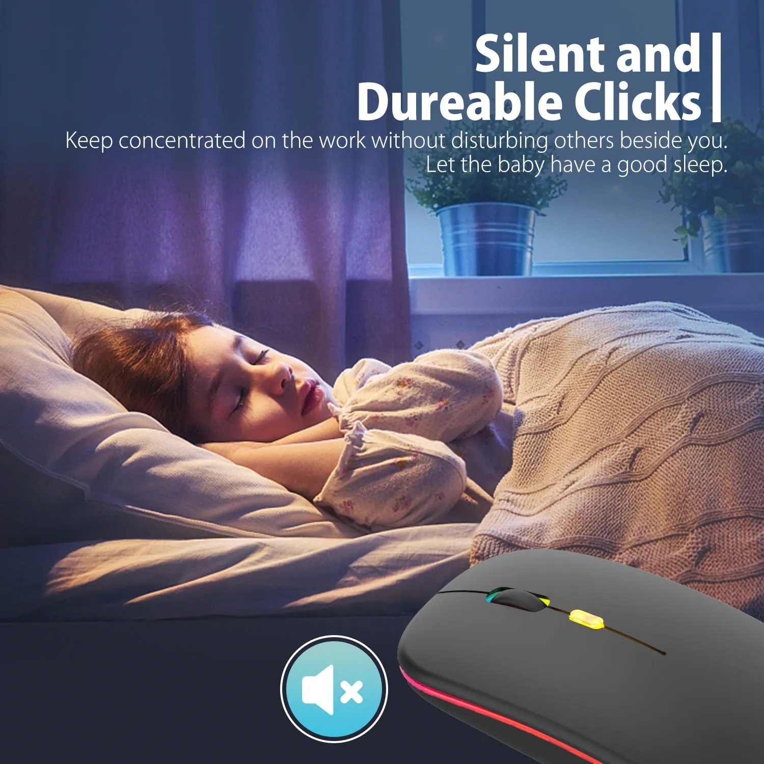 Slim LED Rechargeable Wireless Mouse with USB Receiver 2