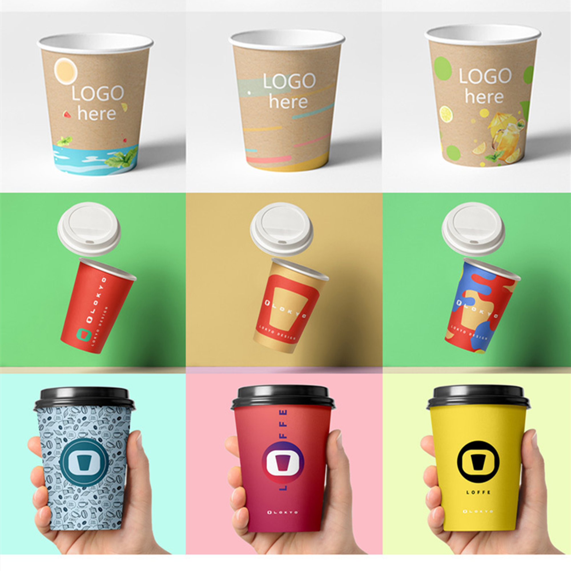 100 Pcs 12 oz Disposable Paper Coffee Cups 1