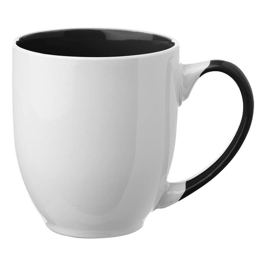 Two-Tone Bistro Style Ceramic Mug with Contrasting Handle, 21