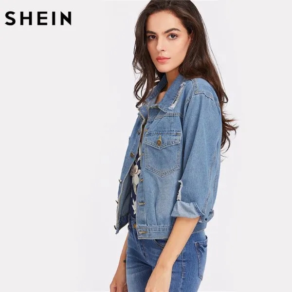 Blue Mesh Denim Lapel Jacket 2