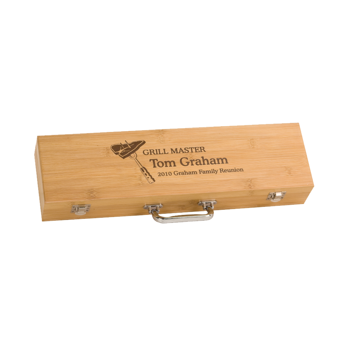 3-Piece Bamboo BBQ Set in Bamboo Case 2