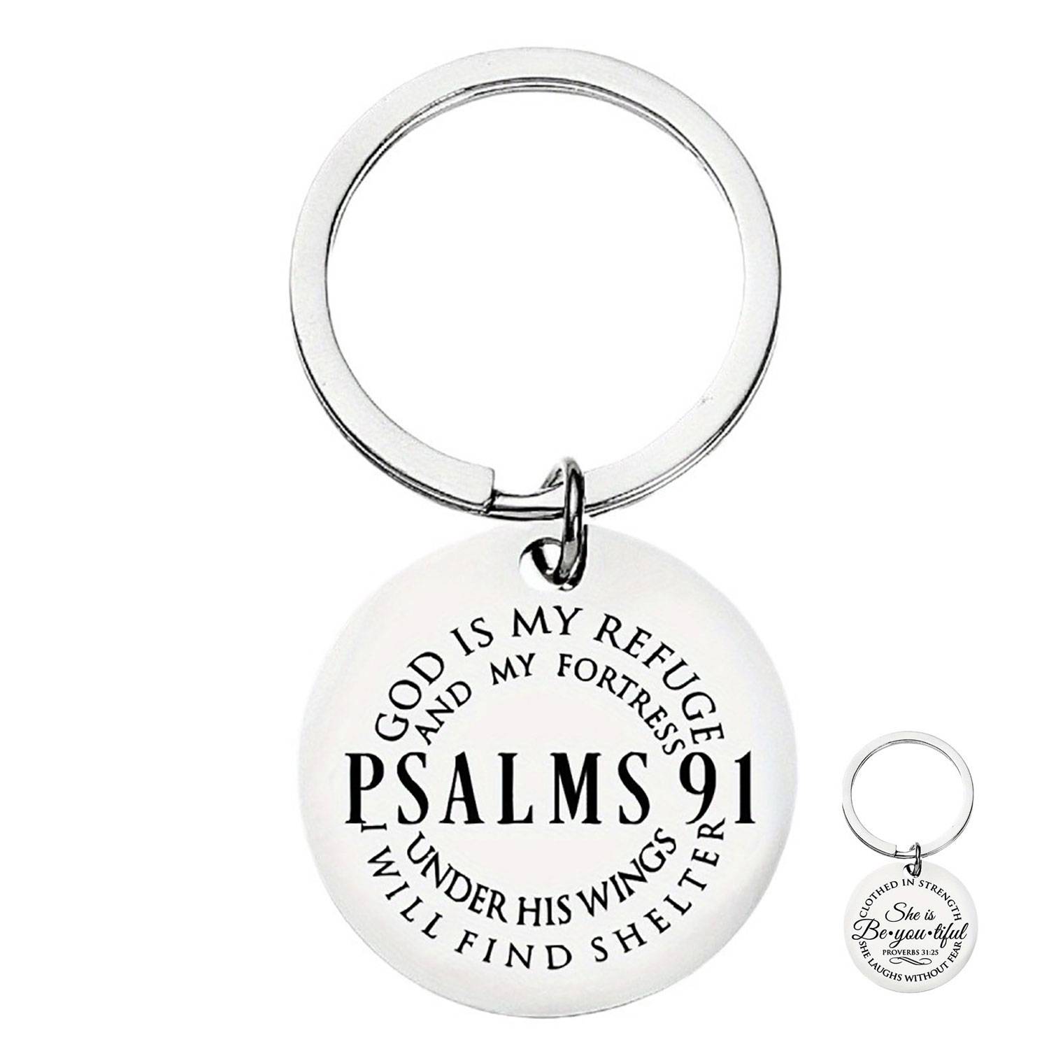 Custom Psalm 91 Religious Keychain