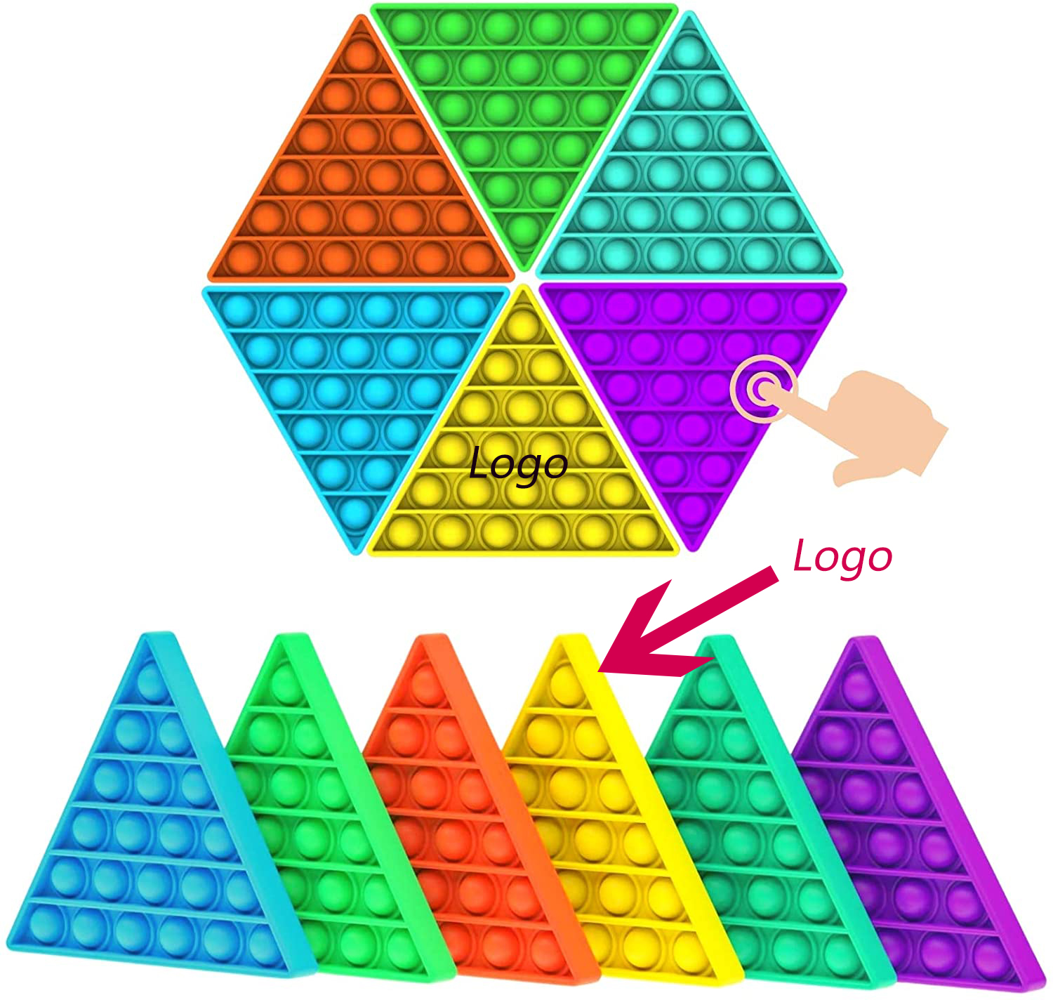 Triangle Shape Pure Color Push Pop Bubble Fidget Sensory Sunshine Toy 1